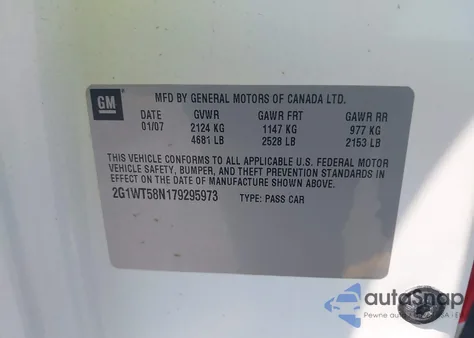 2007 Chevrolet Impala Lt из США, поврежденный, VIN 2G1WT58N179295973